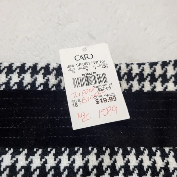 Cato Hounds Tooth Black White Straight Skirt Women's Size 16 - Picture 4 of 9